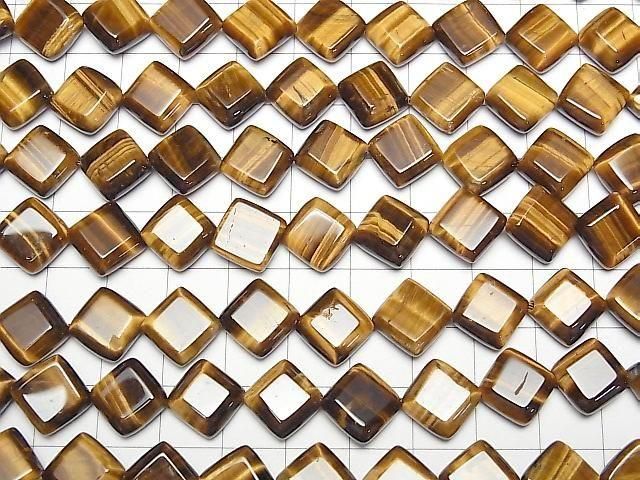 [Video] Yellow Tiger's Eye AA++ Diamond 13x13mm half or 1strand beads (approx. 15 inches/36 cm)