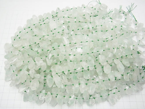 Green Phantom Quartz AA ++ Faceted Nugget Top Side Drilled Hole half or 1strand beads (aprx.15inch / 38cm)