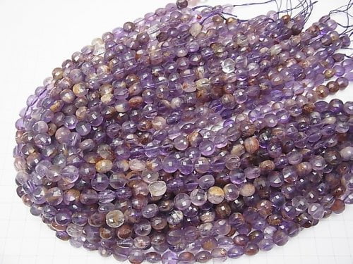 High Quality! Garden Amethyst AA ++ Faceted Coin 8x8x6mm half or 1strand beads (aprx.15inch / 37cm)