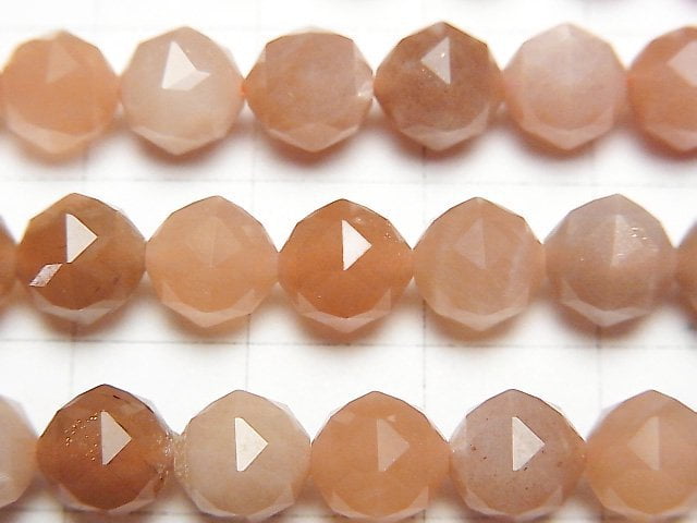 High Quality! Orange Moonstone AA ++ Star Faceted Round 7mm half or 1strand beads (aprx.15inch / 37cm)