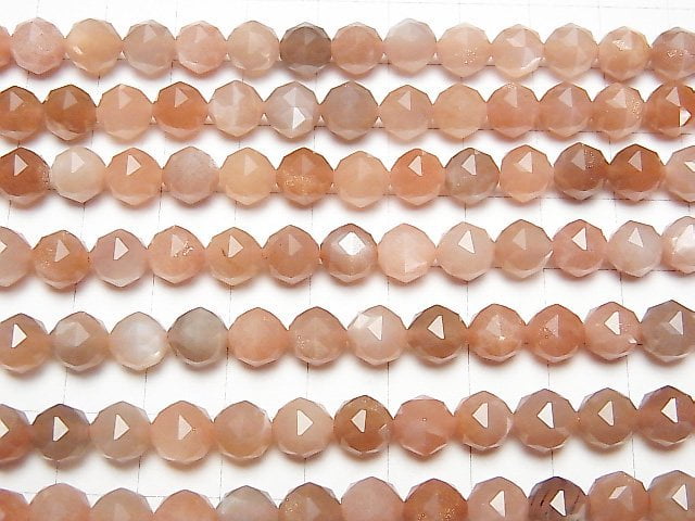 High Quality! Orange Moonstone AA ++ Star Faceted Round 7mm half or 1strand beads (aprx.15inch / 37cm)