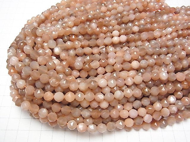 High Quality! Orange Moonstone AA ++ Star Faceted Round 7mm half or 1strand beads (aprx.15inch / 37cm)