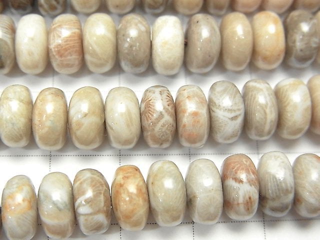 [Video] Fossil Coral  Roundel 8x8x4mm half or 1strand beads (aprx.15inch/38cm)