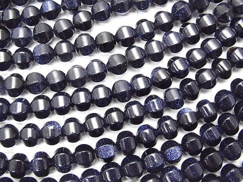1strand $6.79! Blue Golden Sand Stone  6Faceted Round 8mm 1strand beads (aprx.14inch/35cm)