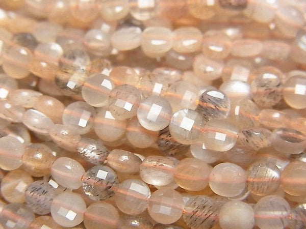 Coin, Moonstone Gemstone Beads