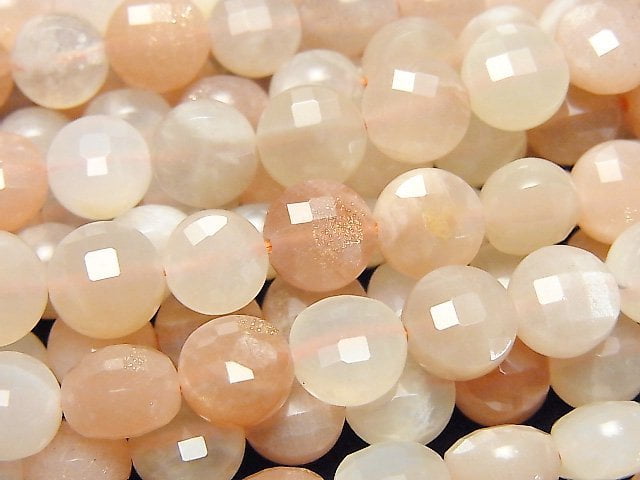 Coin, Moonstone Gemstone Beads