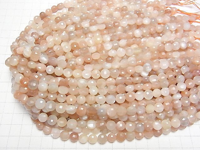 [Video] High Quality! Multi Color Moonstone AA ++ Faceted Coin 8x8x5mm 1strand beads (aprx.15inch / 36cm)