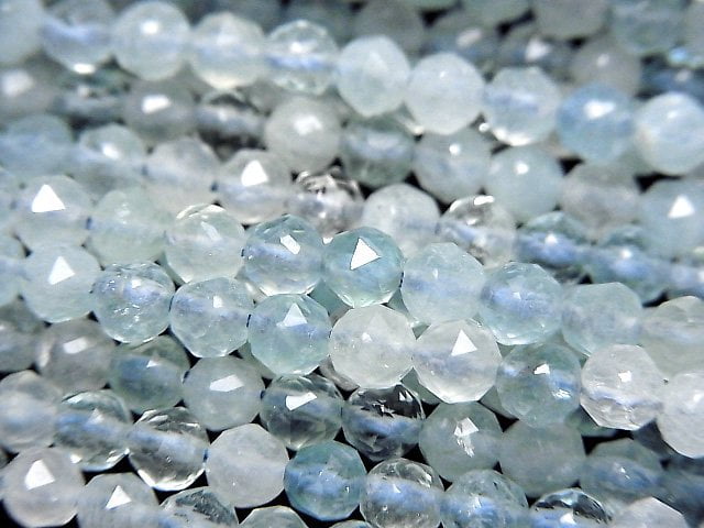 [Video] High Quality! Aquamarine AA+ Star Faceted Round 4mm 1strand beads (aprx.15inch / 36cm)