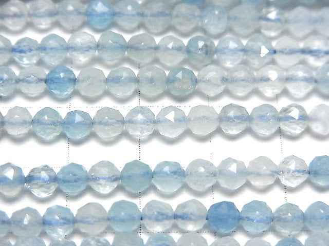 [Video] High Quality! Aquamarine AA+ Star Faceted Round 4mm 1strand beads (aprx.15inch / 36cm)