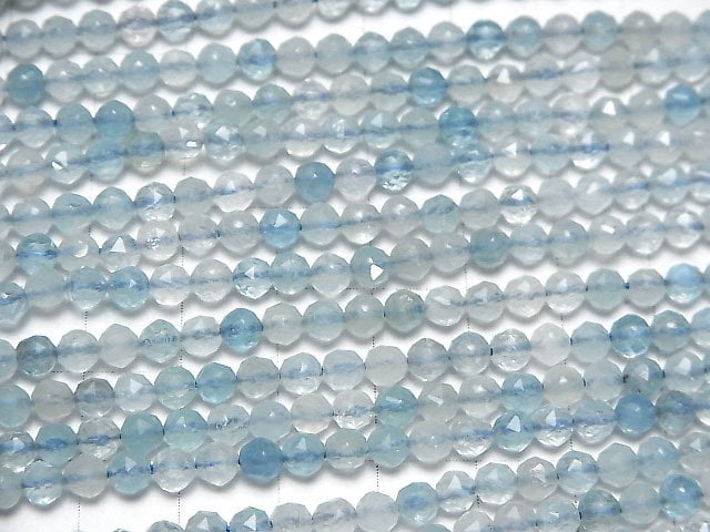 [Video] High Quality! Aquamarine AA+ Star Faceted Round 4mm 1strand beads (aprx.15inch / 36cm)