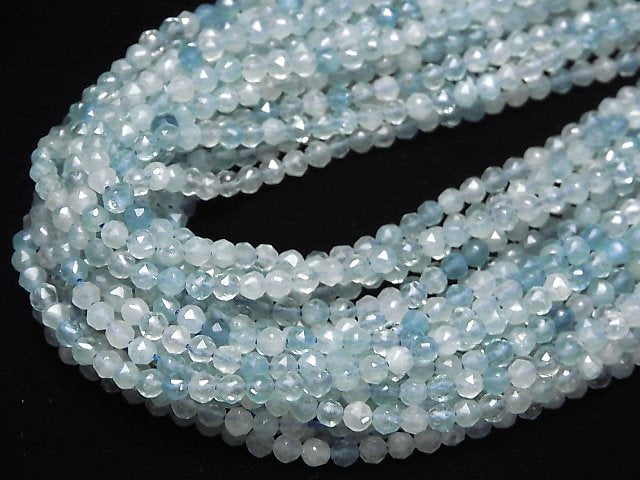 [Video] High Quality! Aquamarine AA+ Star Faceted Round 4mm 1strand beads (aprx.15inch / 36cm)