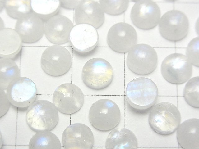 [Video] High Quality Rainbow Moonstone AA++ Round Cabochon 6x6mm 10pcs