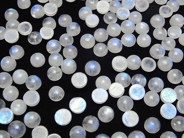 [Video] High Quality Rainbow Moonstone AA++ Round Cabochon 6x6mm 10pcs