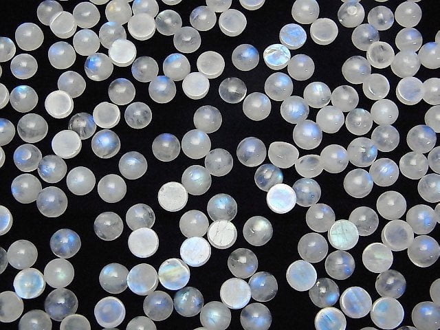 [Video] High Quality Rainbow Moonstone AA++ Round Cabochon 6x6mm 10pcs