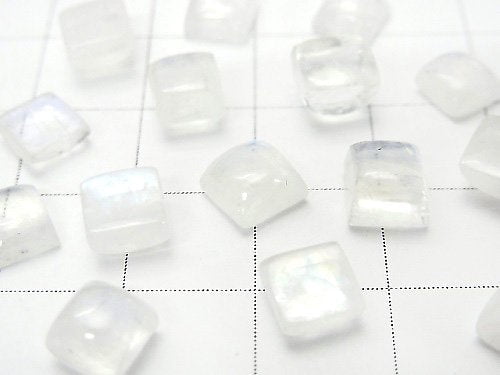 [Video]High Quality Rainbow Moonstone AA++ Square Cabochon 6x6mm 5pcs