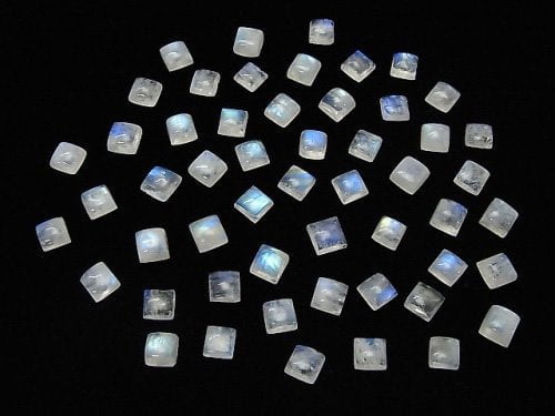 [Video]High Quality Rainbow Moonstone AA++ Square Cabochon 6x6mm 5pcs