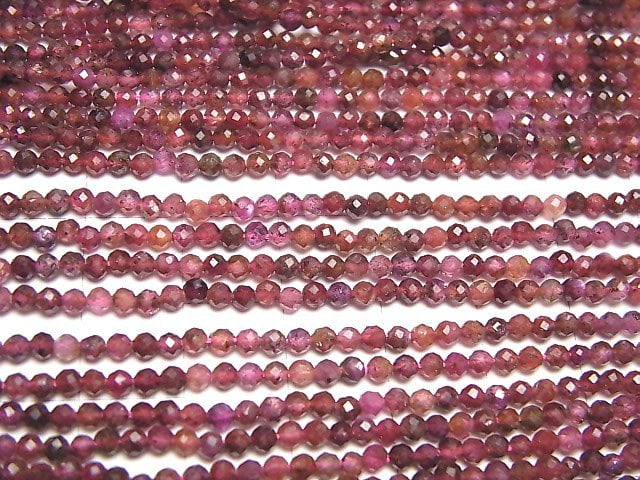 High Quality! Madagascar Ruby AA+ Faceted Round 2mm 1strand beads (aprx.15inch/36cm)