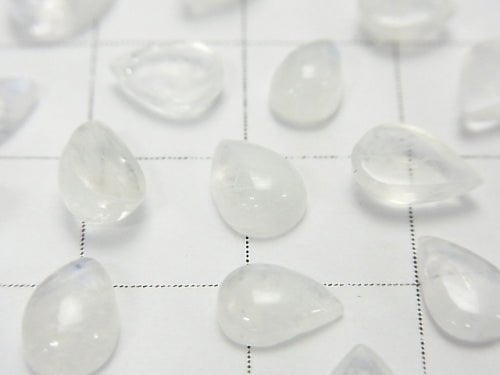 [Video] High Quality Rainbow Moonstone AA++ Pear shape Cabochon 7x5mm 10pcs