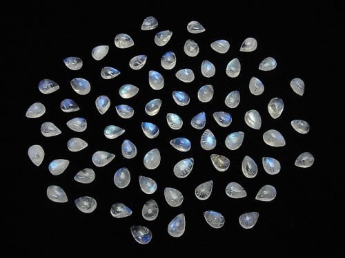 [Video] High Quality Rainbow Moonstone AA++ Pear shape Cabochon 7x5mm 10pcs