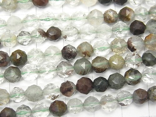 [Video] High Quality! Garden Quartz AA++ Star Faceted Round 6mm 1strand beads (aprx.15inch / 37cm)