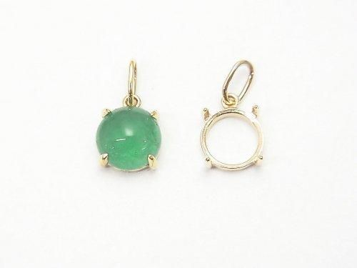 [K10 Yellow Gold] Pendant Frame (Prong Setting) for Round Cabochon 6mm, 1pc [Japan]