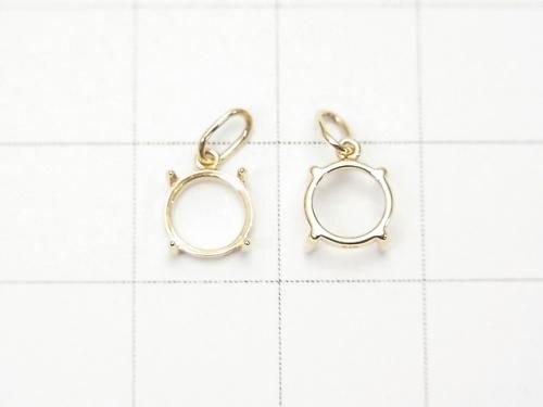 [K10 Yellow Gold] Pendant Frame (Prong Setting) for Round Cabochon 6mm 1pc [Japan]