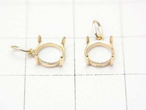 [K10 Yellow Gold] Pendant Frame (Prong Setting) for Round Cabochon 6mm, 1pc [Japan]
