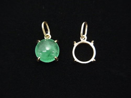 [Video][Japan][K10 Yellow Gold]Pendant Frame (Prong Setting) Round Cabochon 6mm 1pc