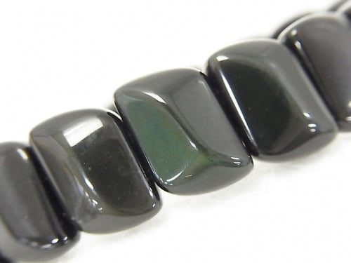 Mexico Rainbow Obsidian AAA 2 Hole Leaf 14x10x6mm 1strand (Bracelet)