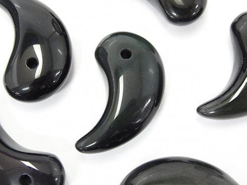 Comma Shaped, Obsidian Gemstone Beads