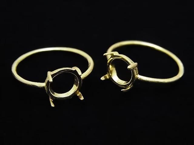 [Video] Silver925 Ring Frame (Prong Setting) Round 8mm Hairline 18KGP 1pc