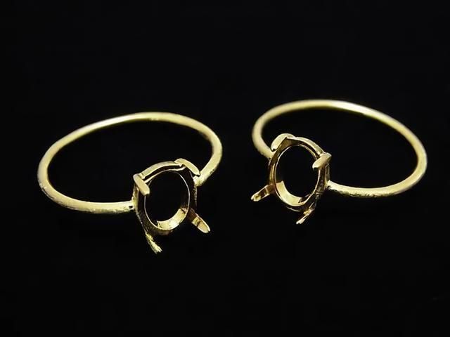 [Video] Silver925 Ring Frame (Prong Setting) Oval 8x6mm Hairline 18KGP 1pc