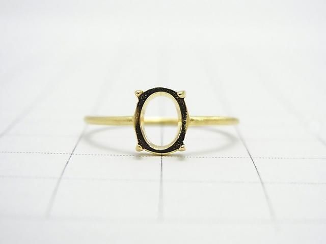 [Video] Silver925 Ring Frame (Prong Setting) Oval 8x6mm Hairline 18KGP 1pc