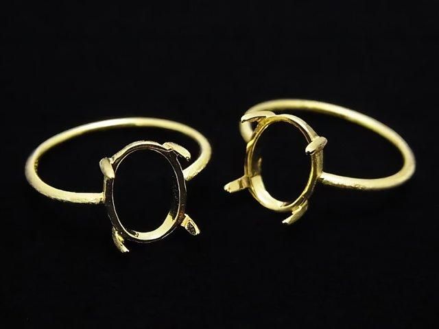 [Video] Silver925 Ring Frame (Prong Setting) Oval 10x8mm Hairline 18KGP 1pc