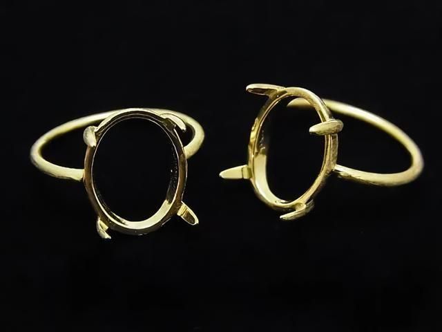 [Video] Silver925 Ring Frame (Prong Setting) Oval 14x10mm Hairline 18KGP 1pc