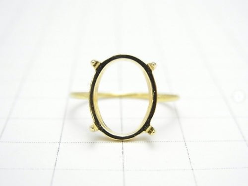 [Video]Silver925 Ring Frame (Prong Setting) Oval 14x10mm Hairline 18KGP 1pc