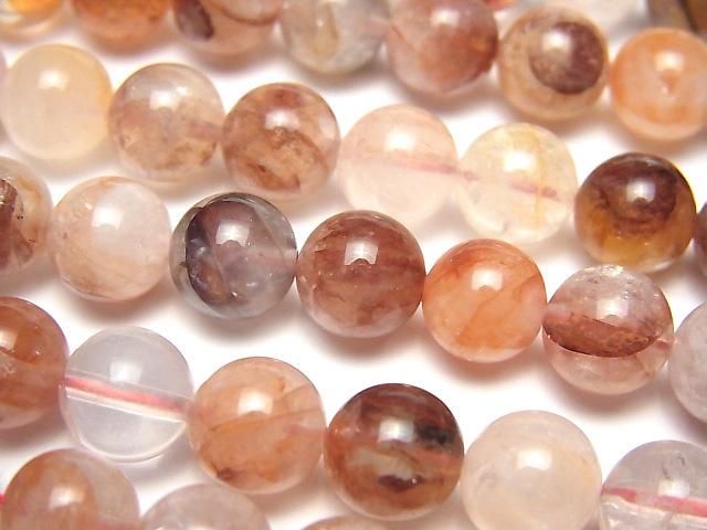 [Video] Red Hematoid Quartz Round 8mm 1strand beads (aprx.15inch/36cm)