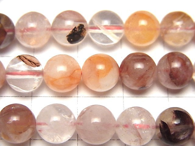 [Video] Red Hematite Quartz Round 8mm 1strand beads (aprx.15inch / 36cm)