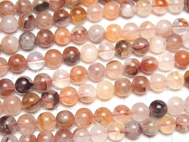 [Video] Red Hematite Quartz Round 8mm 1strand beads (aprx.15inch / 36cm)