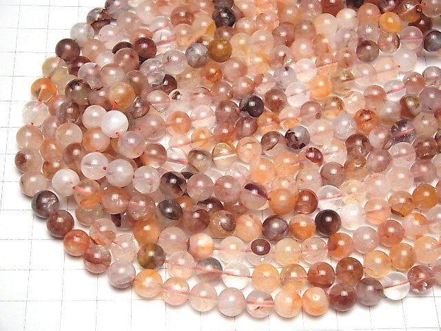 [Video] Red Hematite Quartz Round 8mm 1strand beads (aprx.15inch / 36cm)