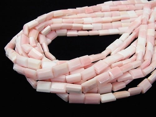 Queen Conch Shell AAA Faceted Rectangle 10x7x4mm half or 1strand beads (aprx.15inch / 38cm)