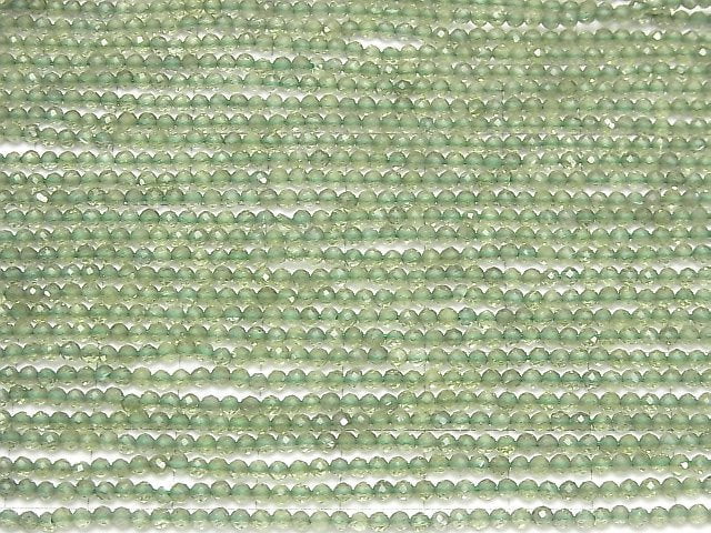 [Video] High Quality! Green Apatite AAA Faceted Round 2.5mm 1strand beads (aprx.13inch / 31cm)