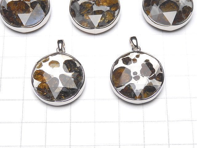 Kenya Sericho Pallasite Meteorite Pendant Both Side Finish 22mm Silver925