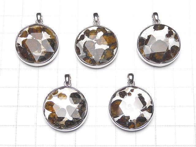 Kenya Sericho Pallasite Meteorite Pendant Both Side Finish 22mm Silver925