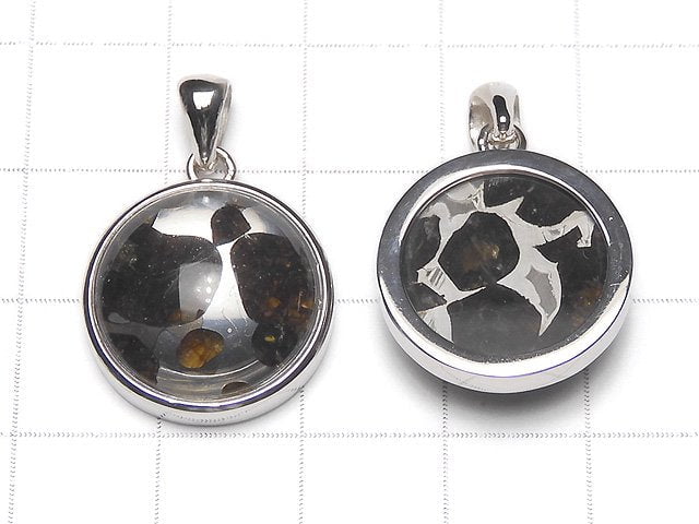 Kenya Sericho Pallasite Meteorite Coin Pendant 18mm Silver925