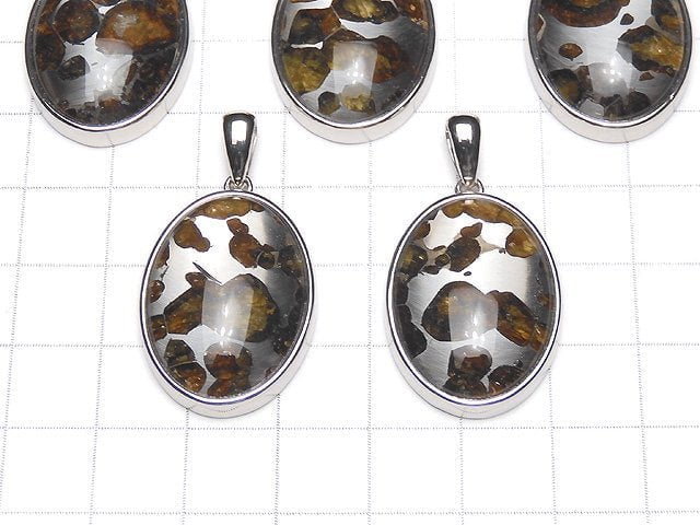 [Video] Kenya Sericho Pallasite Meteorite Oval Pendant 27x20mm Silver925