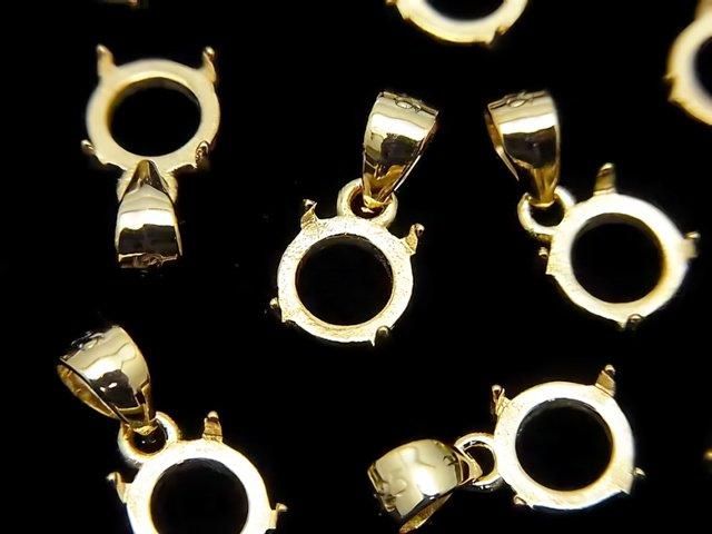 [Video] Silver925 Pendant Frame Round 6mm Hairline 18KGP 1pc