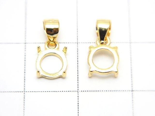 [Video] Silver925 Pendant Frame Round 6mm Hairline 18KGP 1pc
