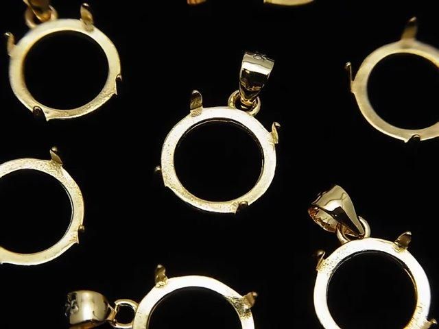 [Video] Silver925 Pendant Frame Round 10mm Hairline 18KGP 1pc