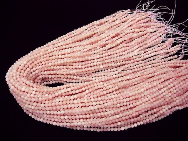 [Video] High Quality! 1strand $4.79! Pink Soap Stone AAA Faceted Round 3mm 1strand beads (aprx.15inch / 36cm)